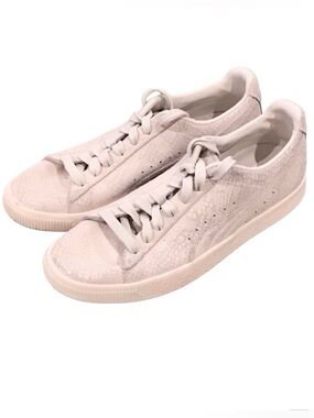 Puma Clyde Suede Leather Snakeskin Women's Sneakers White Distressed Size 10